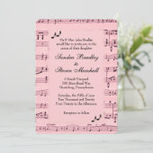 Blad Music Pink Wedding Uitnodiging (Staand voorkant)