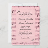 Blad Music Pink Wedding Uitnodiging (Voorkant)