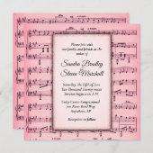 Blad Music Pink Wedding Uitnodiging (Voorkant / Achterkant)