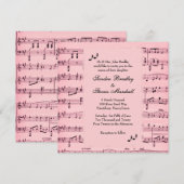 Blad Music Pink Wedding Uitnodiging (Voorkant / Achterkant)