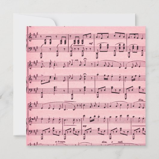 Blad Music Pink Wedding Uitnodiging (Achterkant)