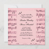 Blad Music Pink Wedding Uitnodiging (Voorkant)
