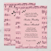 Blad Music Pink Wedding Uitnodiging (Voorkant / Achterkant)