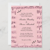 Blad Music Pink Wedding Uitnodiging (Voorkant)