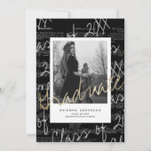 Blad Music Script Black Photo Drive-by Afstuderen Kaart (Voorkant)