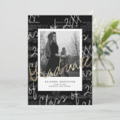 Blad Music Script Black Photo Drive-by Afstuderen Kaart (Staand voorkant)