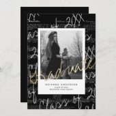 Blad Music Script Black Photo Drive-by Afstuderen Kaart (Voorkant / Achterkant)