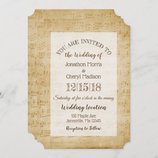  blad Musical Wedding Kaart (Voorkant / Achterkant)