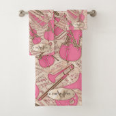 Blad Muziek en instrumenten Roze/Ivory ID481 Bad Handdoek (Insitu)
