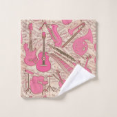 Blad Muziek en instrumenten Roze/Ivory ID481 Bad Handdoek (Wasdoekje)