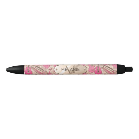 Blad Muziek en instrumenten Roze/Ivory ID481 Blauwe Inkt Pen (Voorkant)