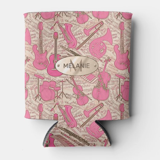 Blad Muziek en instrumenten Roze/Ivory ID481 Blikjeskoeler (Voorkant)