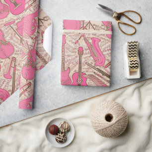 Blad Muziek en instrumenten Roze/Ivory ID481 Cadeaupapier