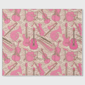 Blad Muziek en instrumenten Roze/Ivory ID481 Cadeaupapier (Vlak)