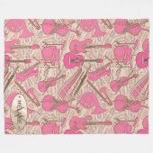 Blad Muziek en instrumenten Roze/Ivory ID481 Fleece Deken (Voorkant (Horizontaal))