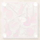 Blad Muziek en instrumenten Roze/Ivory ID481 Glazen Onderzetter (Achterkant)