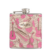 Blad Muziek en instrumenten Roze/Ivory ID481 Heupfles (Voorkant)