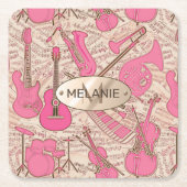 Blad Muziek en instrumenten Roze/Ivory ID481 Kartonnen Onderzetters (Voorkant)