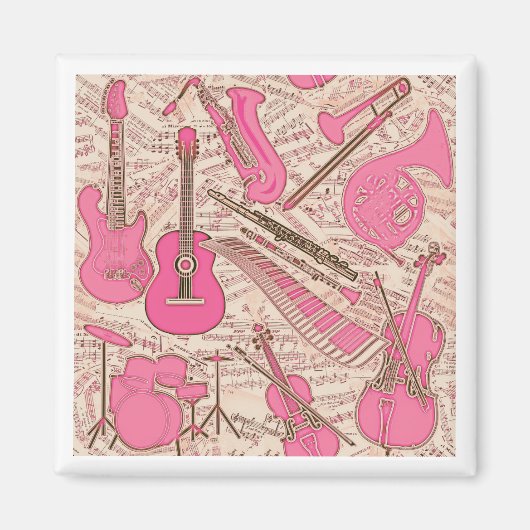 Blad Muziek en instrumenten Roze/Ivory ID481 Magneet (Voorkant)