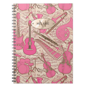Blad Muziek en instrumenten Roze/Ivory ID481 Notitieboek