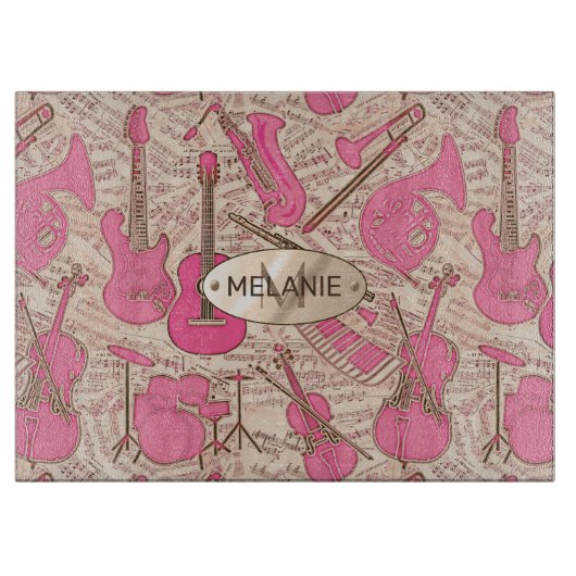 Blad Muziek en instrumenten Roze/Ivory ID481 Snijplank (Voorkant)