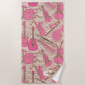 Blad Muziek en instrumenten Roze/Ivory ID481 Strandlaken (Voorkant)