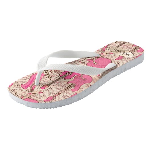 Blad Muziek en instrumenten Roze/Ivory ID481 Teenslippers (Schuin)