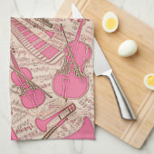 Blad Muziek en instrumenten Roze/Ivory ID481 Theedoek (Quarter Fold)