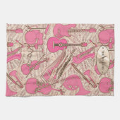 Blad Muziek en instrumenten Roze/Ivory ID481 Theedoek (Horizontaal)