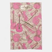 Blad Muziek en instrumenten Roze/Ivory ID481 Theedoek (Verticaal)