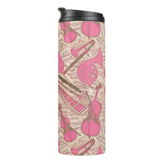 Blad Muziek en instrumenten Roze/Ivory ID481 Thermosbeker (Geroteerd rechts)