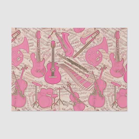 Blad Muziek en instrumenten Roze/Ivory ID481 Tissuepapier (Voorkant)