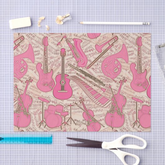 Blad Muziek en instrumenten Roze/Ivory ID481 Tissuepapier (Craft)