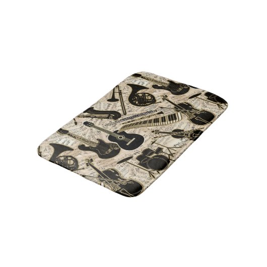 Blad Muziek en instrumenten zwart/goud ID481 Badmat (Gekanteld)