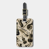 Blad Muziek en instrumenten zwart/goud ID481 Bagagelabel (Voorkant verticaal)