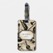 Blad Muziek en instrumenten zwart/goud ID481 Bagagelabel (Achterkant verticaal)