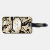 Blad Muziek en instrumenten zwart/goud ID481 Bagagelabel (Achterkant horizontaal)