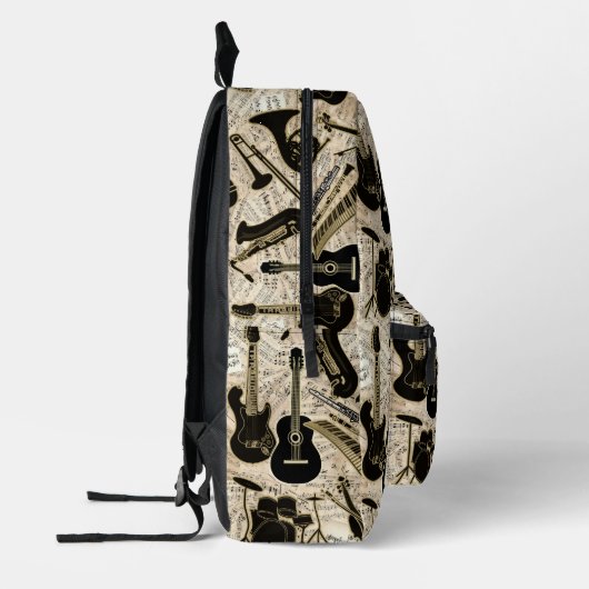 Blad Muziek en instrumenten zwart/goud ID481 Bedrukte Rugzak (Links)