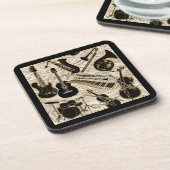 Blad Muziek en instrumenten zwart/goud ID481 Bier Onderzetter (Linkerzijde)