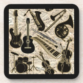 Blad Muziek en instrumenten zwart/goud ID481 Bier Onderzetter (Voorkant)