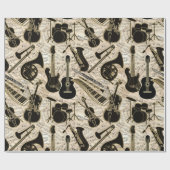 Blad Muziek en instrumenten zwart/goud ID481 Cadeaupapier (Vlak)