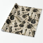Blad Muziek en instrumenten zwart/goud ID481 Cadeaupapier (Uitgerold)
