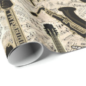 Blad Muziek en instrumenten zwart/goud ID481 Cadeaupapier (Rol Hoek)