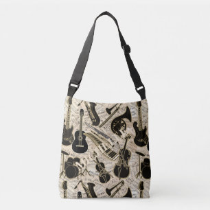 Blad Muziek en instrumenten zwart/goud ID481 Crossbody Tas