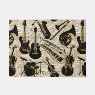 Blad Muziek en instrumenten zwart/goud ID481 Deurmat