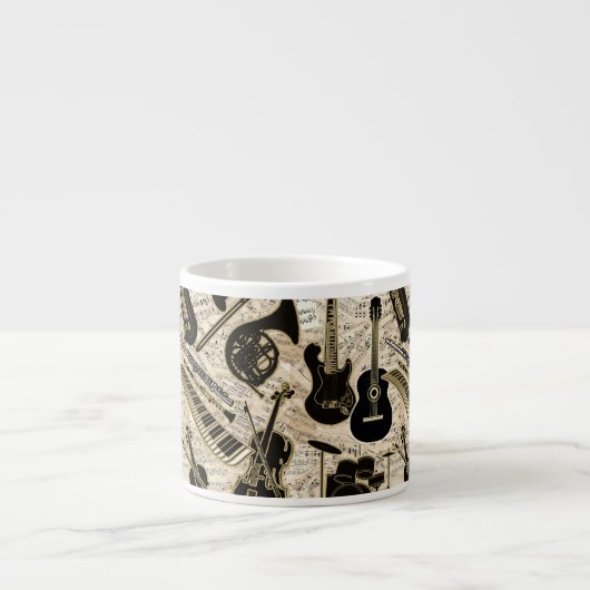 Blad Muziek en instrumenten zwart/goud ID481 Espresso Kop (Voorkant)