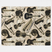 Blad Muziek en instrumenten zwart/goud ID481 Fleece Deken (Voorkant (Horizontaal))