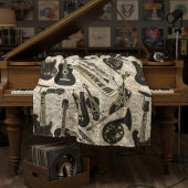 Blad Muziek en instrumenten zwart/goud ID481 Fleece Deken