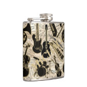 Blad Muziek en instrumenten zwart/goud ID481 Heupfles (Rechts)