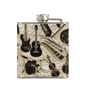 Blad Muziek en instrumenten zwart/goud ID481 Heupfles (Achterkant)